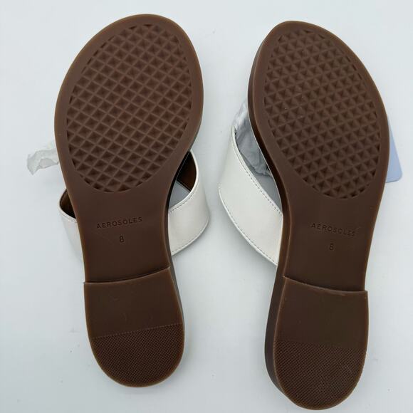 Aerosoles Galen Plush Flex Comfort White Faux Leather Sandals NWB 8 - Picture 4 of 5